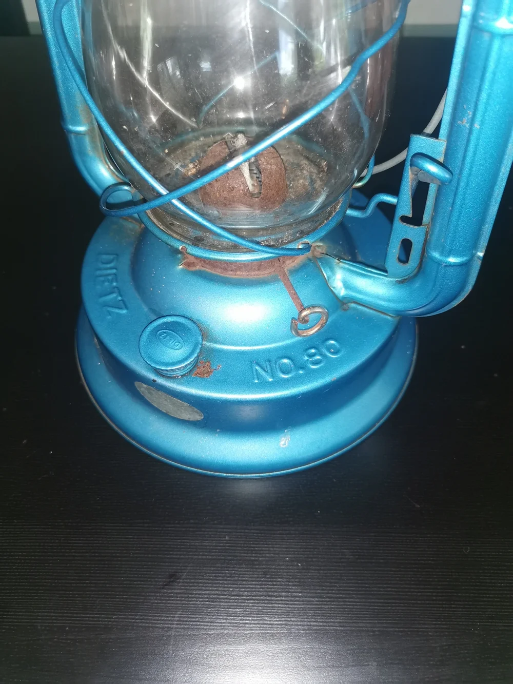 Vintage Dietz #80 Blizzard Hurricane Oil Lamp Lantern Blue